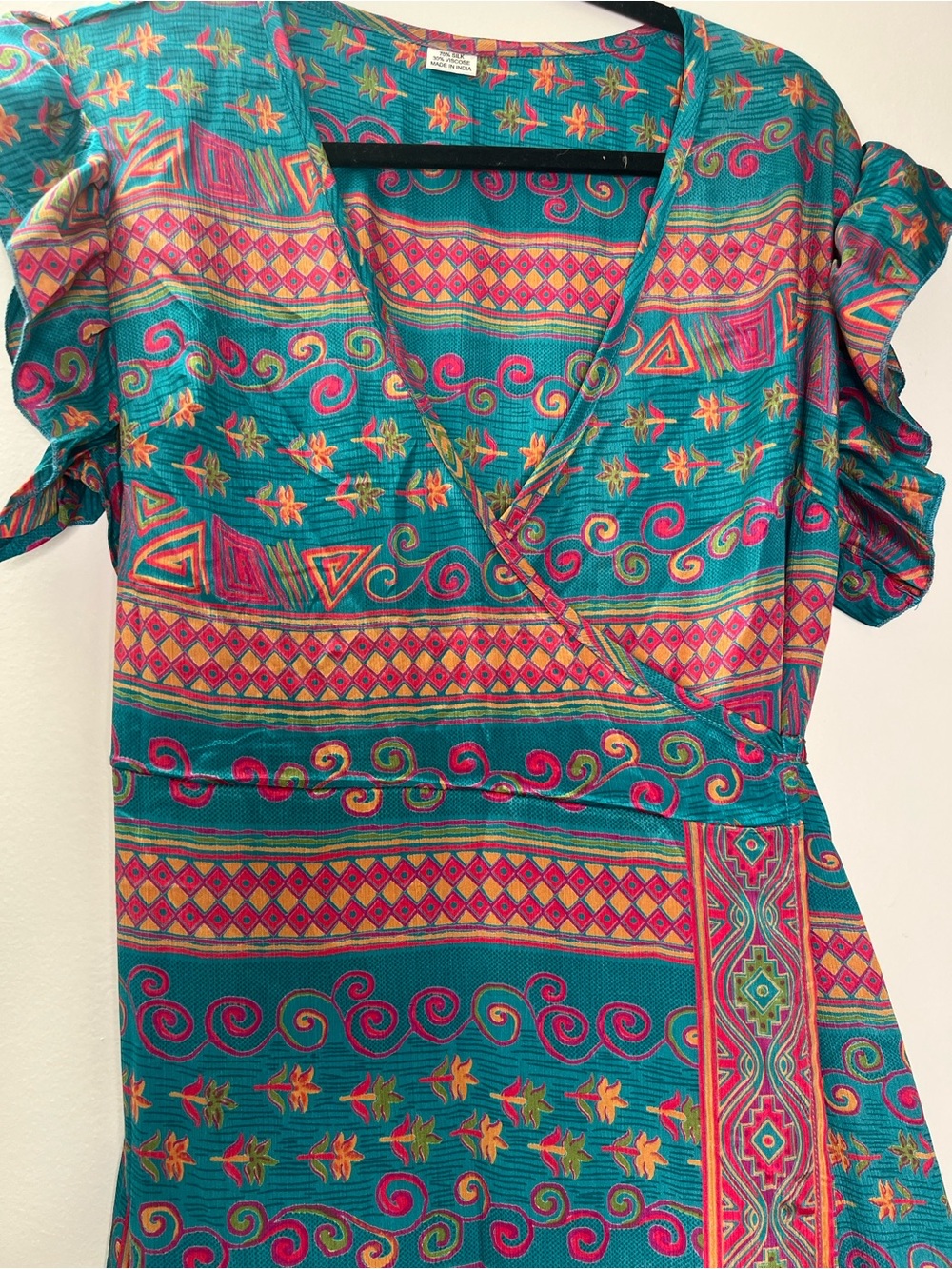 Women’s Wrap Dress Silk Blend , Boho, Festival , Whimsical, Cottage-core